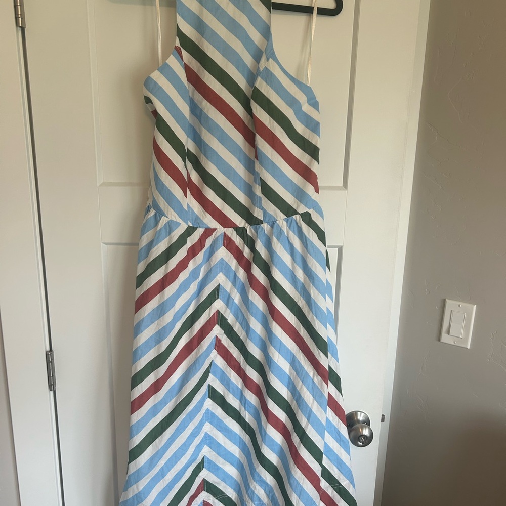 Maeve Striped Midi Dress in Blue, Green, and Red